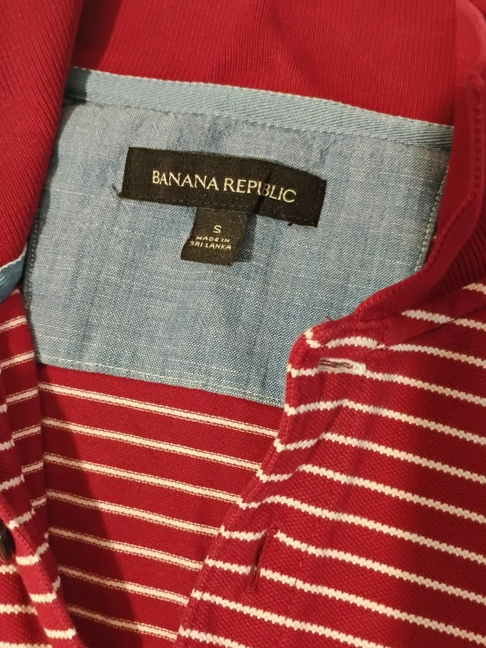 Banana Republic Red & White Striped Polo Shirt
